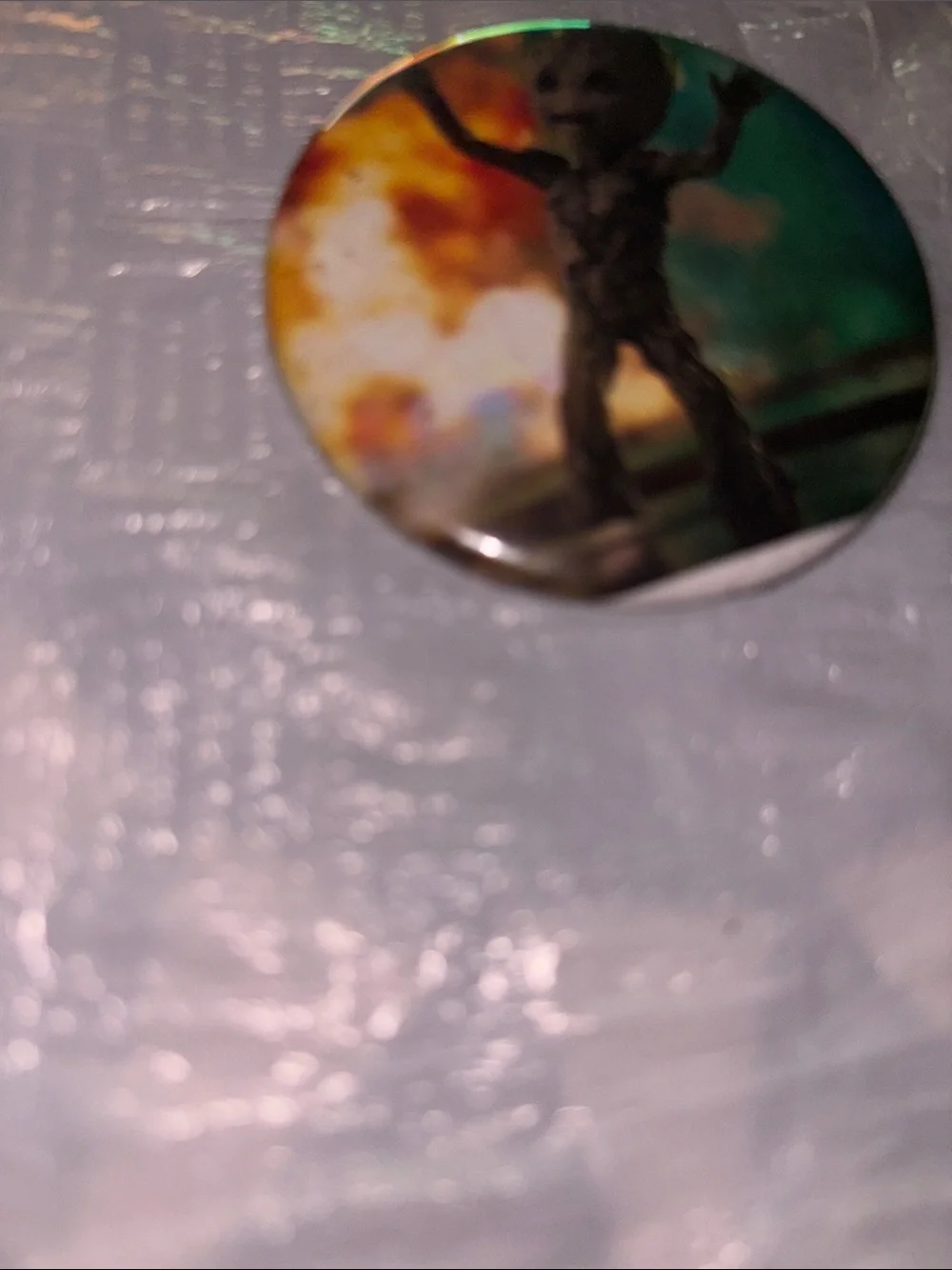 Kids Character Button Pin in Green and Orange - Baby Groot Design